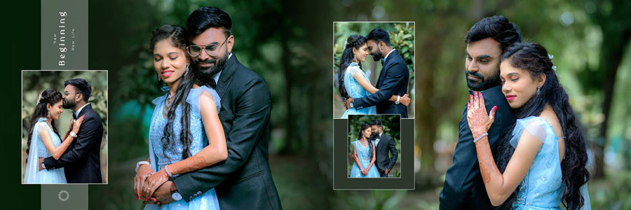 Modern marriage photo album design template in Photoshop PSD format