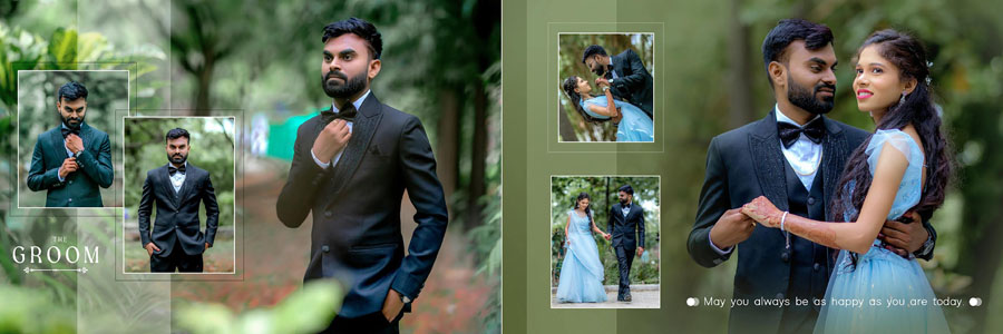 Beautiful wedding album page layout PSD template 12x36