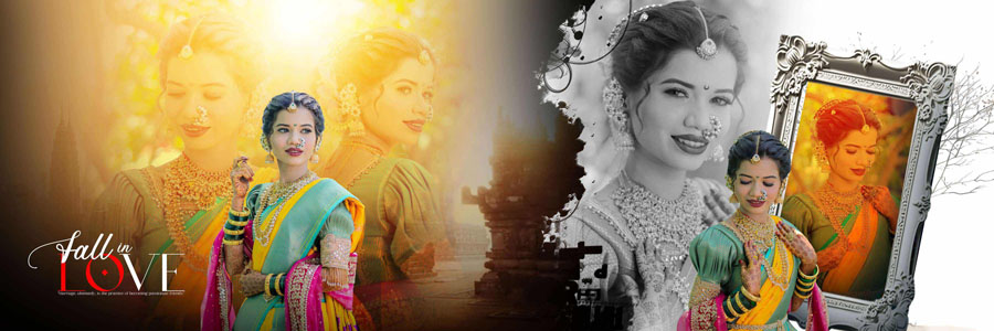 Modern 12x36 wedding album PSD layout for Marathi photography