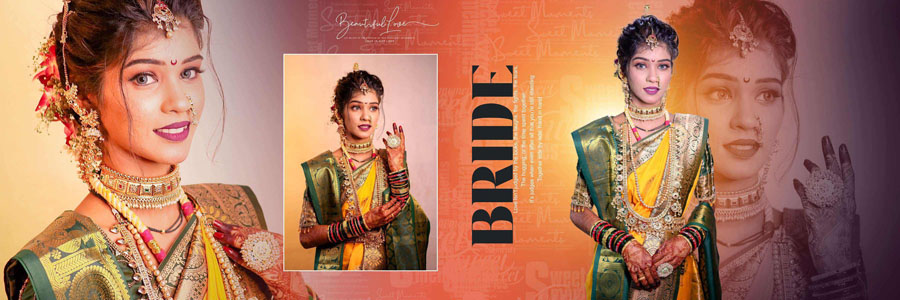 Editable 12x36 wedding album PSD template for Marathi ceremonies