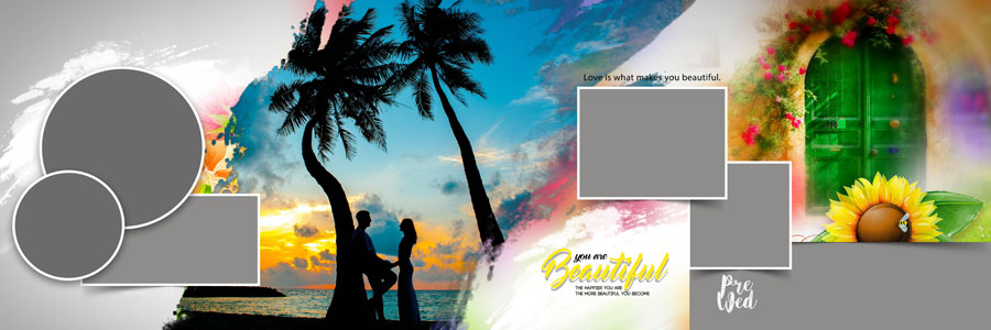 Indian wedding album spread template for Photoshop 14