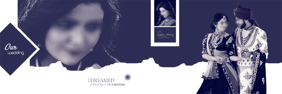 Maroon Indian wedding album PSD template with bride and groom photos and decorative details