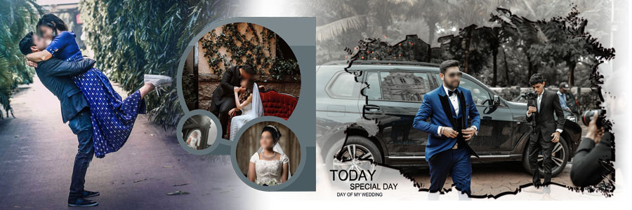 Modern couple wedding album PSD 12x36 layout preview 01