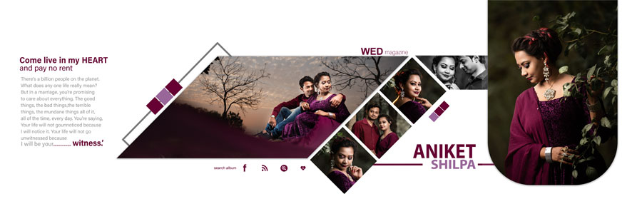 Modern wedding album page design for couple portraits preview 11