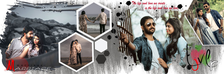 Modern couple album spread in 12x36 wedding PSD format preview 15