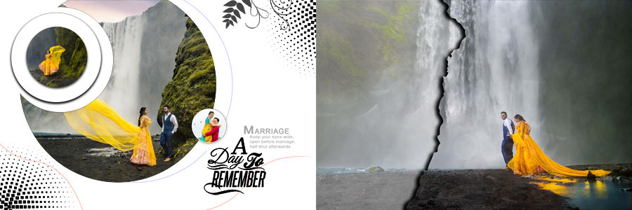 Modern wedding couple photo album Photoshop template preview 03
