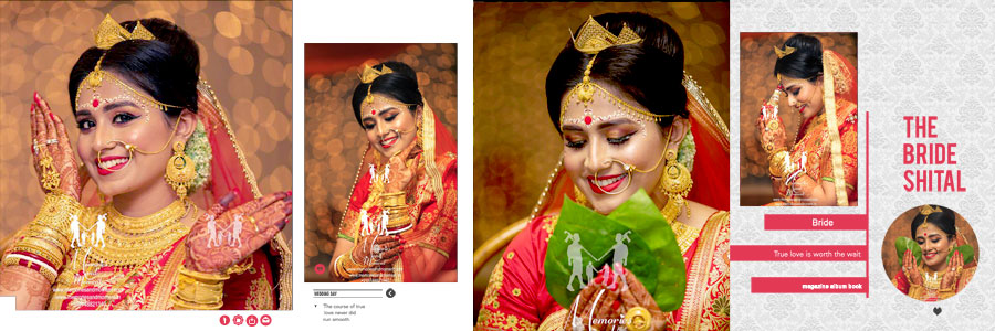 Modern wedding couple album PSD design in 12x36 format