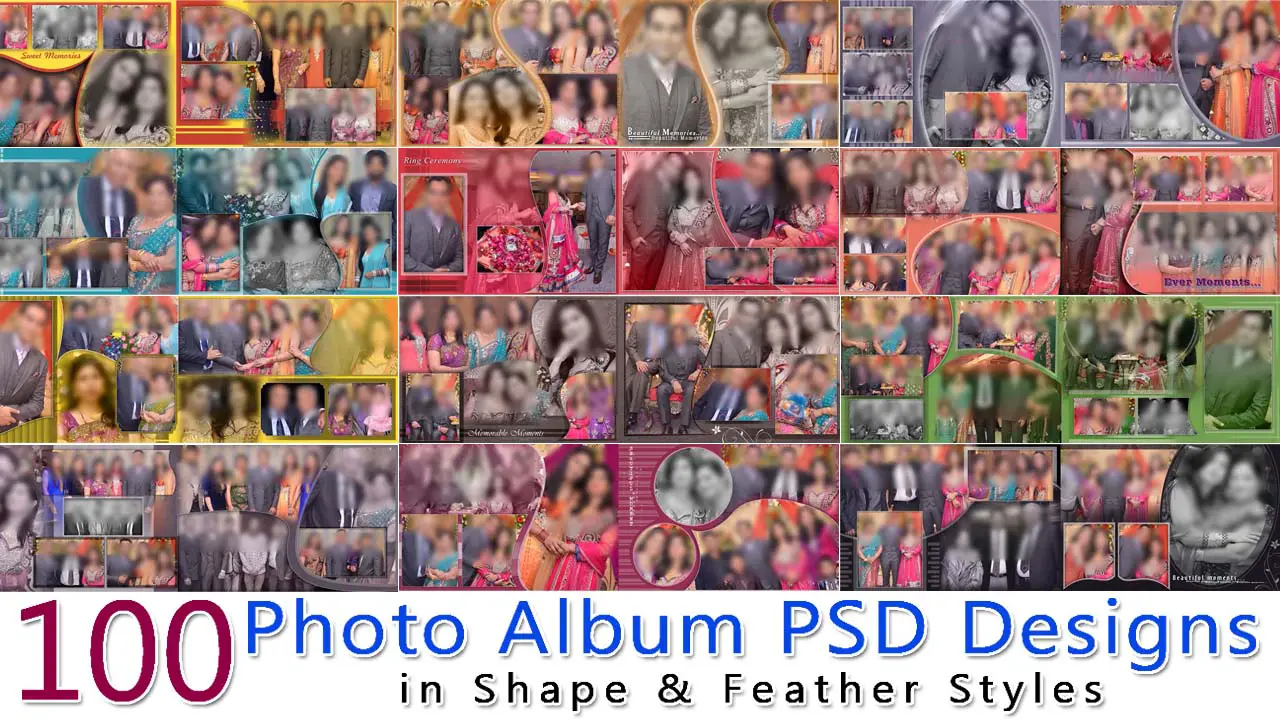 100 Photo Album PSD Designs in Shape & Feather Styles