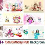 NEW 20+ Kids Birthday PSD Backgrounds Collection