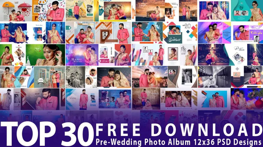 Free Download Top 30 Pre-Wedding Photo Album 12x36 PSD Designs