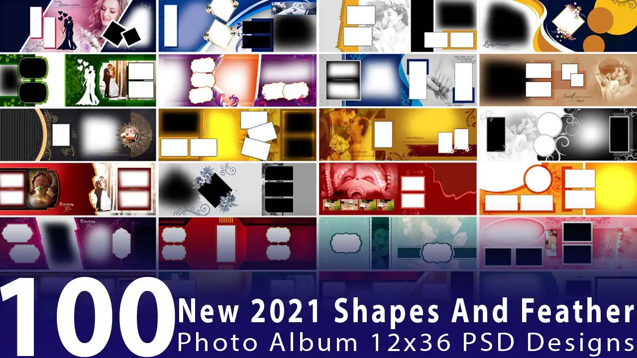 100 New 2021 Shapes And Feather Photo Album 12x36 PSD Designs