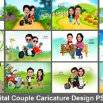 12 Best Digital Couple Caricature Design PSD Templates