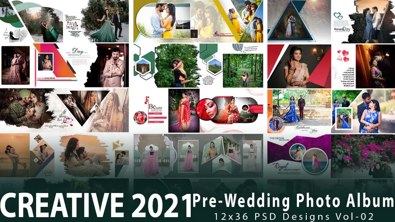 Creative 2021 Pre-Wedding Photo Album 12×36 PSD Designs Vol-02
