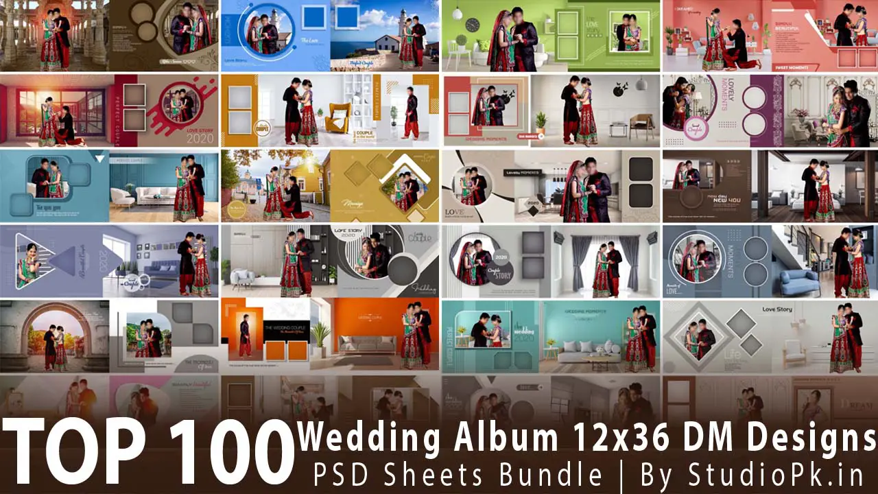 Top 100 Wedding Album 12x36 DM Designs PSD Sheets Bundle